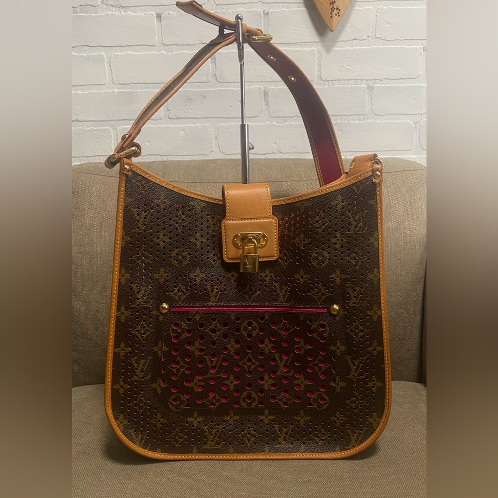 Louis Vuitton Limited Edition Perforated Musette Bag (Monogram & Fuchsia )